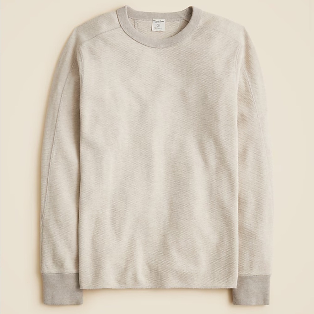 J crew heather ecru Wallace & Barnes honeycomb thermal crewneck
